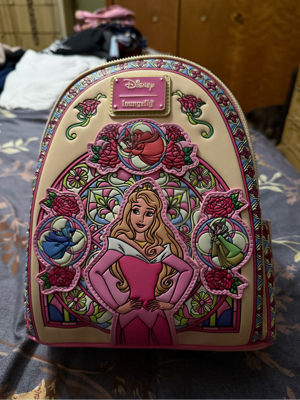 Loungefly Pink and Cream Sleeping Beauty Aurora Mini Backpack